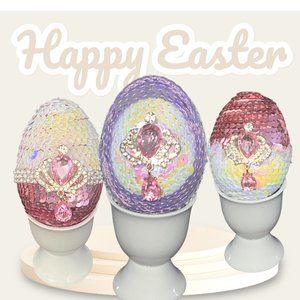 Princess Pink/Lavender Sequence Large Easter Egg Set 3, Easter Eggs| Spring Eggs